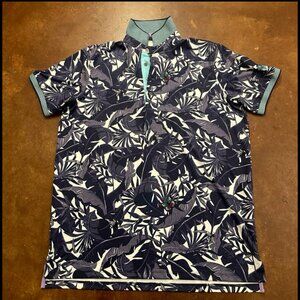 Greyson Lost World Short Sleeve Golf Polo Mens Large Abyss Bees Butterfly Bee